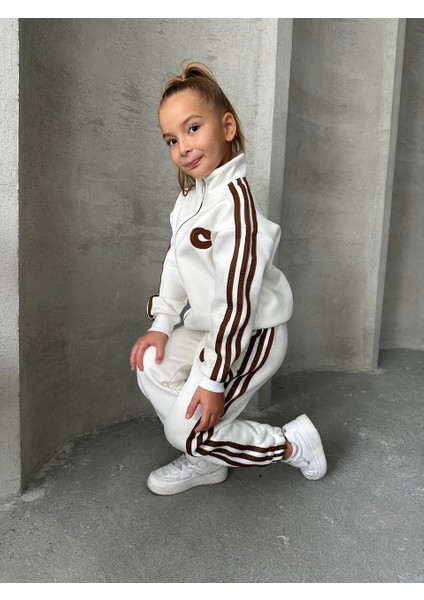 Kız Çocuk Eşofman Takım Fermuarlı Pamuklu Alt Üst Şardonlu Takım