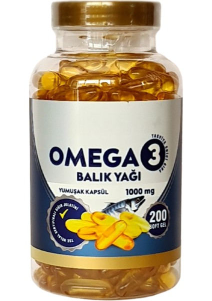 Omega3 Balık Yağı Yumuşak Kapsül 1000MG 200 Adet Epa/dha