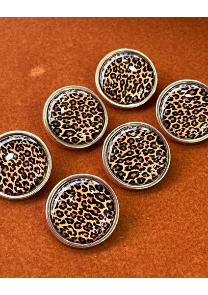 Leopar Desenli Gold Metal Plakalı Özel Tasarım 6lı Düğme Seti fiyatları