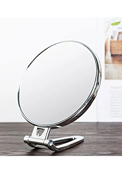 Masaüstü Standlı Makyaj Aynası Katlanabilir Ayna - El Aynası - Yuvarlak Gümüş Renk indirimleri