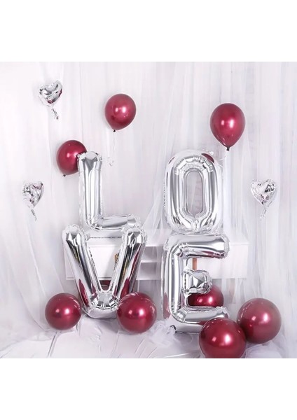 Yetişkin Love Gümüş Gold Pembe Renk Temalı Özel Gün Doğum Günü Konsepti Balon Parti Süsü