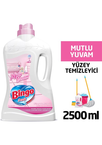 Fresh Yüzey Temizleyici Mutlu Yuvam 2,5 L 2'li + Bingo Soft Konsantre Yumuşatıcı Manolya 1440 ml 2'li