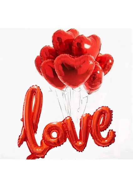 Yetişkin Love Yazılı Folyo Balon Özel Gün Doğum Günü Parti Kutlama Seti
