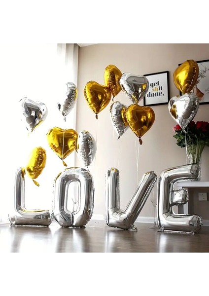 Yetişkin Love Gümüş Gold Rosegold Renk Temalı Özel Gün Doğum Günü Konsepti Balon Parti Süsü