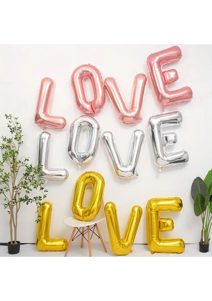 Yetişkin Love Gümüş Gold Rosegold Renk Temalı Özel Gün Doğum Günü Konsepti Balon Parti Süsü fiyatları