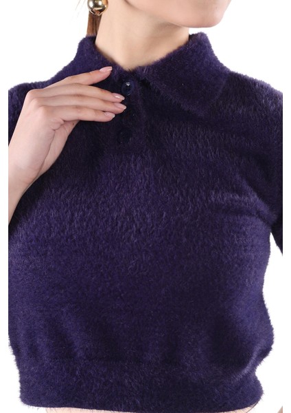 24154 Yaka Düğme Detay Kısa Kol Kazak Laci fırsatları