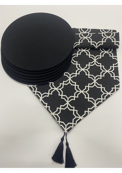 Siyah Klasik Desen Runner Supla