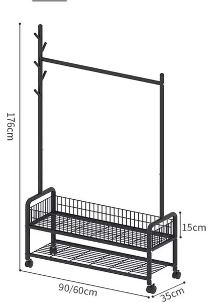 Metal Krem Sepetli Konfeksiyon Elbise Askılığı Elbise Gardırop 1034-CN