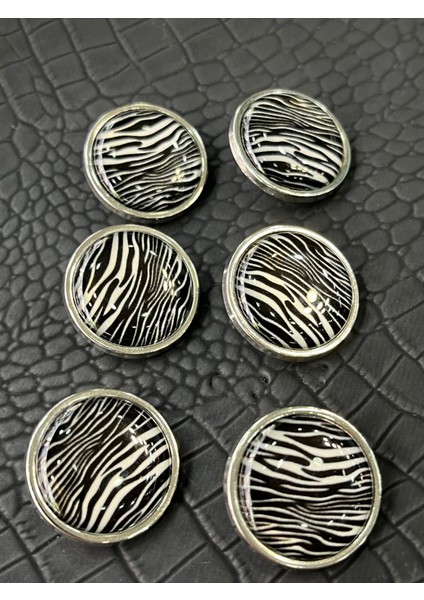 Zebra Desenli Gümüş Metal Plakalı Özel Tasarım Düğme Seti fırsatları