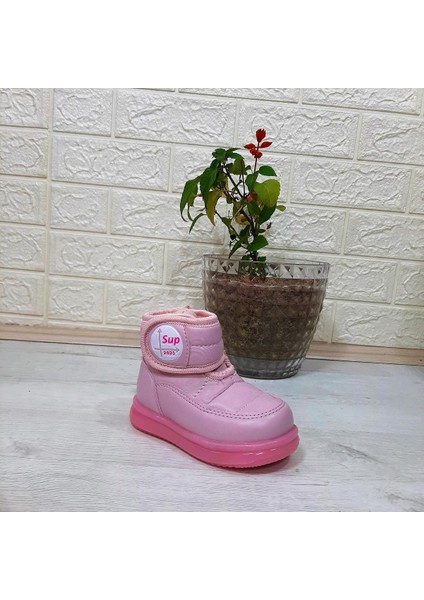 9100 Pembe Cırtlı Fermuarlı Içi Kürklü Kız Çocuk Bebe Bot