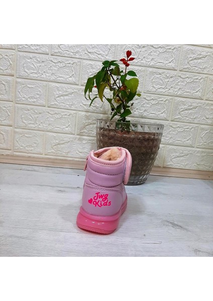 9100 Pembe Cırtlı Fermuarlı Içi Kürklü Kız Çocuk Bebe Bot