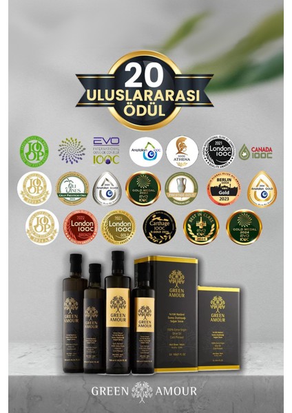 Green Amour Soğuk Sıkım, Ayvalık 0,2 Asit 500 ml %100 Natürel Sızma Zeytinyağı