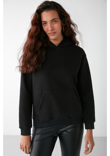 Paula Relaxed Siyah Sweatshirt