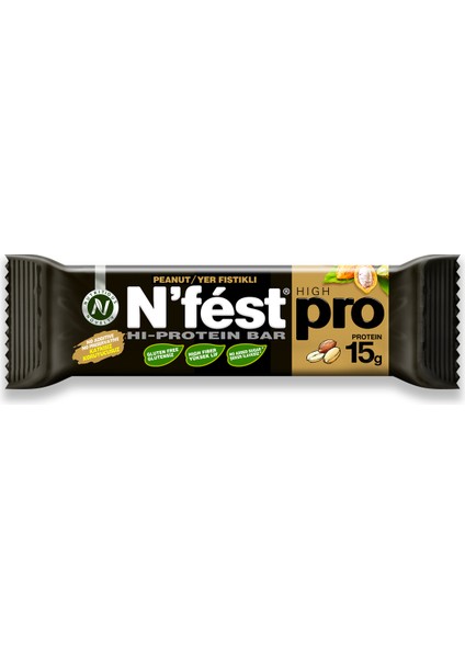 Yer Fıstıklı Yüksek Protein Bar 50 g X 12 Adet