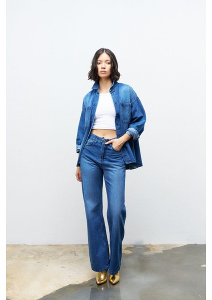 Koyu Mavi %100 Cotton Gömlek Pantolon Takım