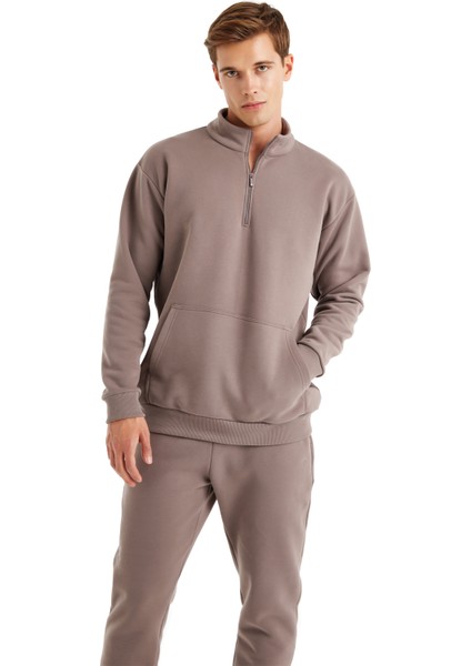 Erkek Sweatshirt 40620 - Vizon