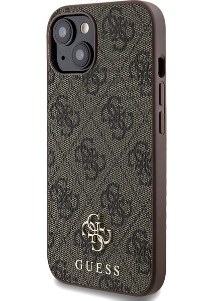 Apple iPhone 15 Uyumlu Kılıf Guess Orjinal Lisanslı Magsafe Şarj Özellikli Small 4g Classic Kahverengi fiyatları