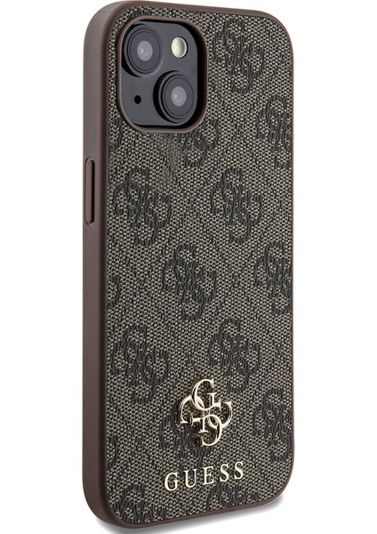 Apple iPhone 15 Uyumlu Kılıf Guess Orjinal Lisanslı Magsafe Şarj Özellikli Small 4g Classic Kahverengi modelleri