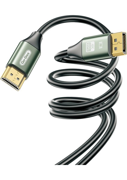GD-HM831 4K@60Hz HDMI To Display Port Kablo 2 Metre Yeşil