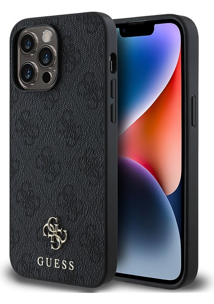 Apple iPhone 14 Pro Max Uyumlu Kılıf Guess Orjinal Lisanslı Magsafe Şarj Özellikli Small 4g Classic Siyah