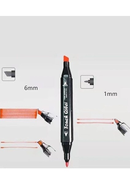 48'li Çift Tatraflı Marker Kalem Seti Resim Mimari ve Grafik Tasarım Kalemi