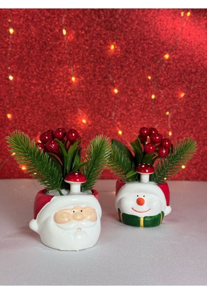 2025 Yeni Yıl Noel Baba Yapay Çiçek Kokina Yılbaşı Dekorasyonu Saksı