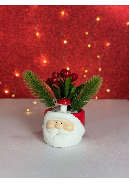 2025 Yeni Yıl Noel Baba Yapay Çiçek Kokina Yılbaşı Dekorasyonu Saksı