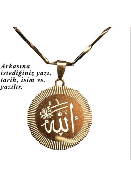 Kişiye Özel Isimli Çelik Kolye Çelik Bileklik Çelik Set Allah Yazılı