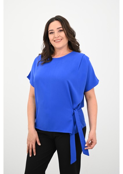 Kadın Büyük Beden Yan Bağlama Detaylı Bluz 1860-25 modelleri