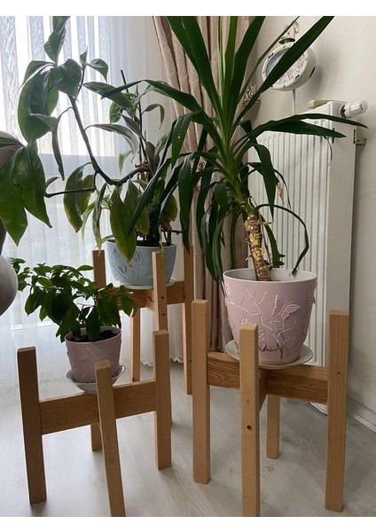 Ahşap Dekoratif Saksı Altlığı 3’lü 40*50*60 cm modelleri