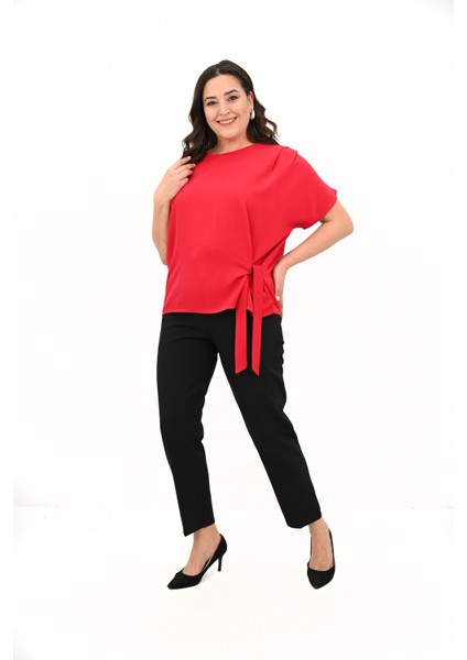 Kadın Büyük Beden Yan Bağlama Detaylı Bluz 1860-25 fiyatları