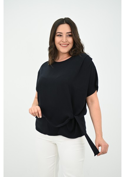 Kadın Büyük Beden Yan Bağlama Detaylı Bluz 1860-25 fiyatları