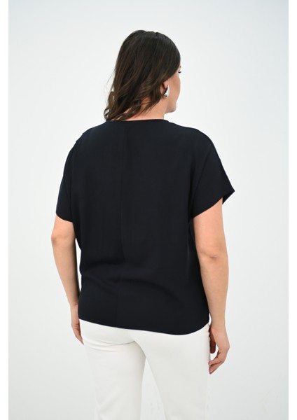 Kadın Büyük Beden Yan Bağlama Detaylı Bluz 1860-25 indirimleri