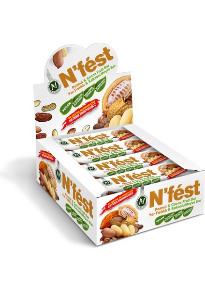 Meyve Bar Yer Fıstıklı ve Kakaolu 40g x 12 Adet