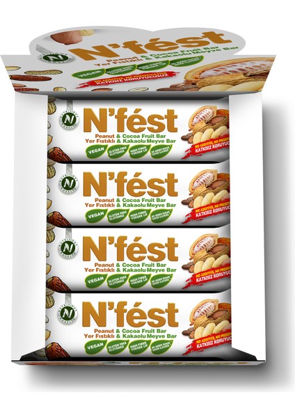 Meyve Bar Yer Fıstıklı ve Kakaolu 40g x 12 Adet