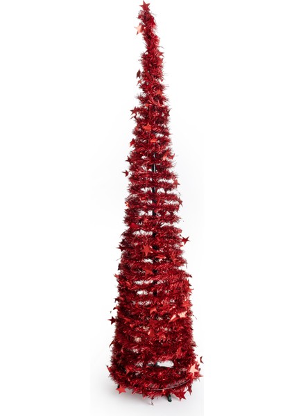 Yılbaşı Sim Şerit Ağaç Kırmızı 150 cm