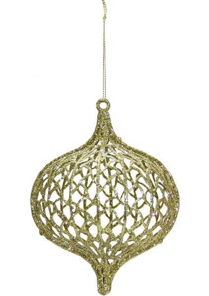 Yılbaşı Süsü Simli Topaç Model Altın 12 cm