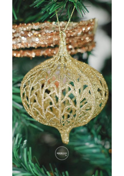 Yılbaşı Süsü Simli Topaç Model Altın 12 cm modelleri