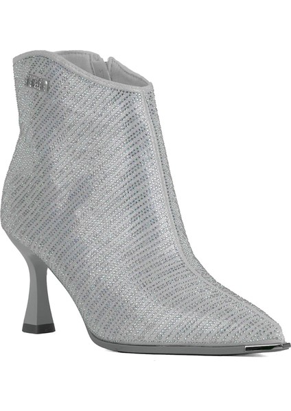 24K430-1 Kadın Topuklu Abiye Bot Gümüş fiyatları