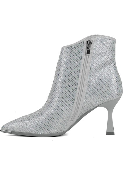 24K430-1 Kadın Topuklu Abiye Bot Gümüş modelleri