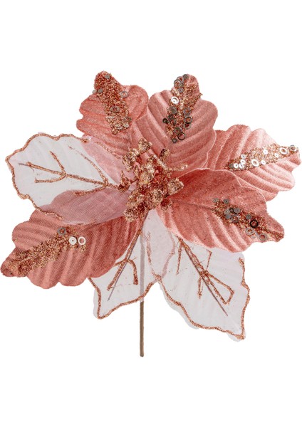 Yapay Kadife Pullu Ponsetya Pike Pembe 27 Cm