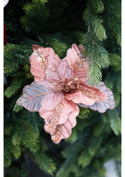 Yapay Kadife Pullu Ponsetya Pike Pembe 27 Cm fiyatları