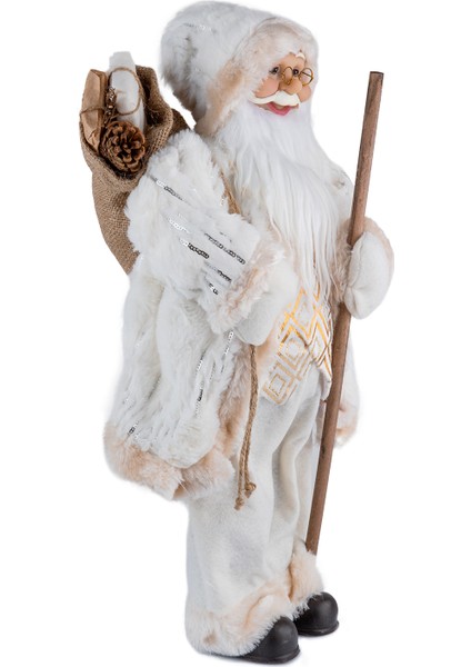 Gümüş Gold Detaylı Noel Baba 45 cm