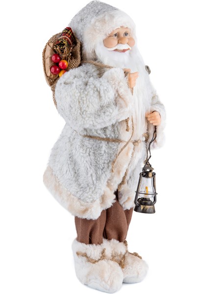 Yumoş Polarlı Fenerli Noel Baba 45 cm