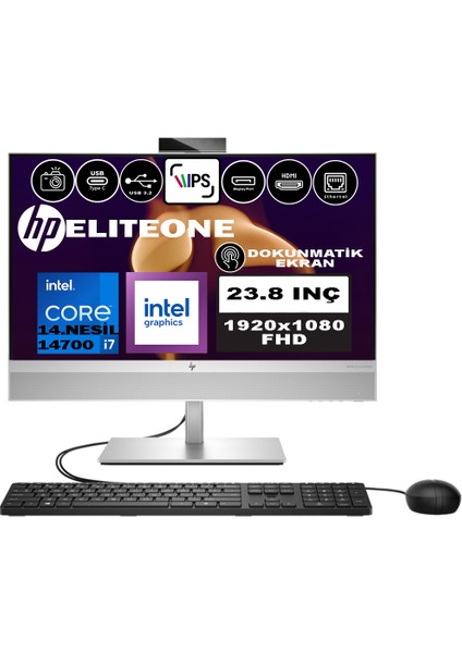 Eliteone 840 G9 14.nesil Intel® Core I7 14700 32GB Ddr5 4tb SSD Fhd 23.8" IPS Dokunmatik WINDOWS11PRO All In One Bilgisayar 99A51ETW10+ZETTAUSBBELLEK
