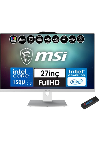 Msı Modern AM272P Intel Core 7 150U 48GB Ddr5 512GB SSD Fhd 27" IPS WINDOWS11HOME All In One Bilgisayar 1M-846EUH12+ZETTAUSBBELLEK