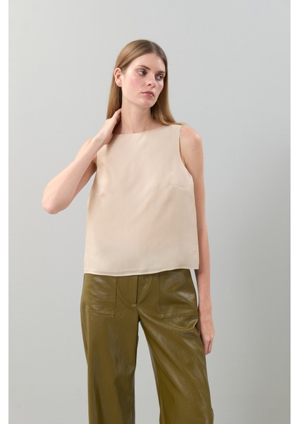 Organze Bluz Bej K2513061_024