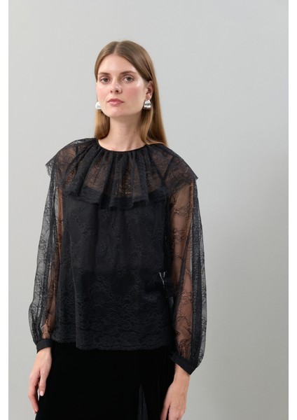 Dantel Bluz Siyah K2513054_001 fırsatları