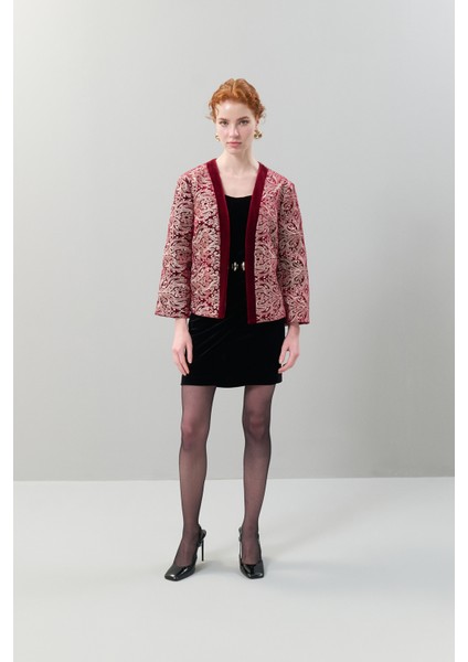 İşlemeli Kadife Kap Bordo K2516308_008 fırsatları