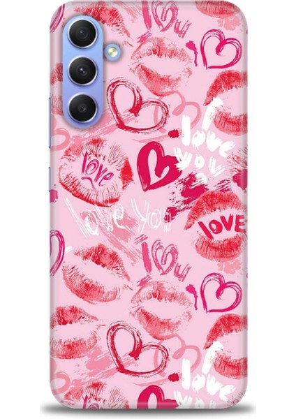 Samsung Galaxy S23 Fe Kılıf Hd Baskılı - Pembe Love + 9h Nano Ekran Koruyucu